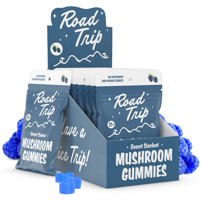BlueRaspberryMushroomGummyMasterCaseALT Desert Stardust Magic Mushroom Road Trip Gummies - Blue Raspberry