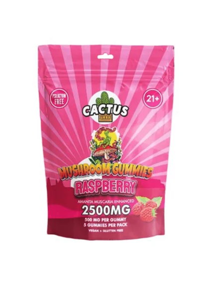 Cactus-Mushroom-Gummies-2500mg-Raspberry.webp Raspberry Cactus Labs Amanita Muscara Mushroom Gummies 2500mg