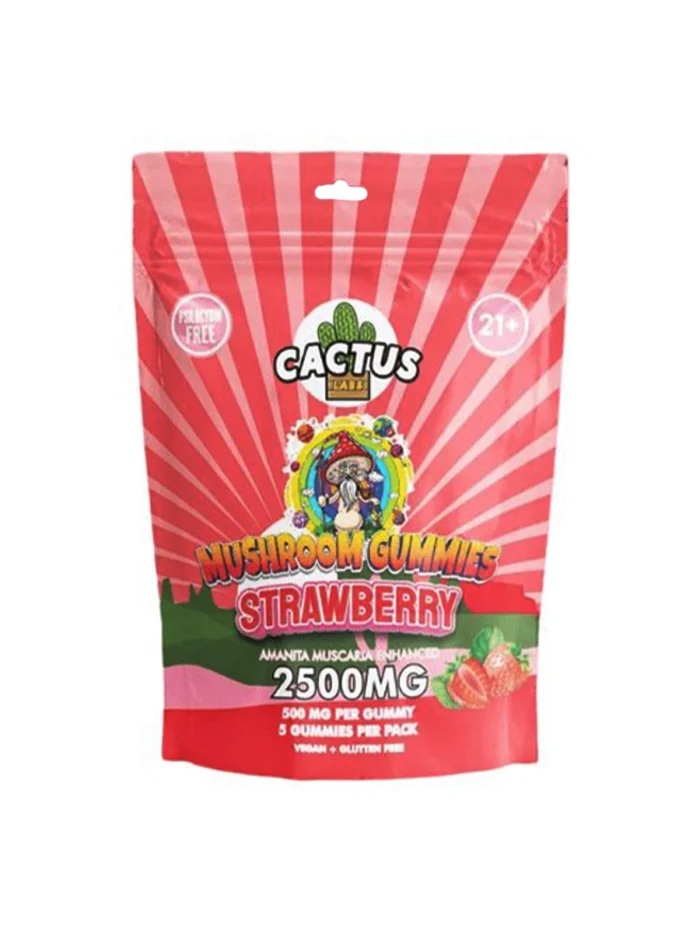 Cactus-Mushroom-Gummies-2500mg-Strawberry.webp Strawberry Cactus Labs Amanita Muscara Mushroom Gummies 2500mg