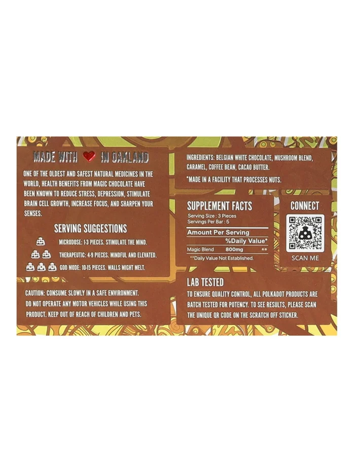 Caramel-Macchiato-PolkaDot-Magic-Mushroom-Belgian-Chocolate-Back.webp Polkadot Caramel Macchiato Chocolate Bar