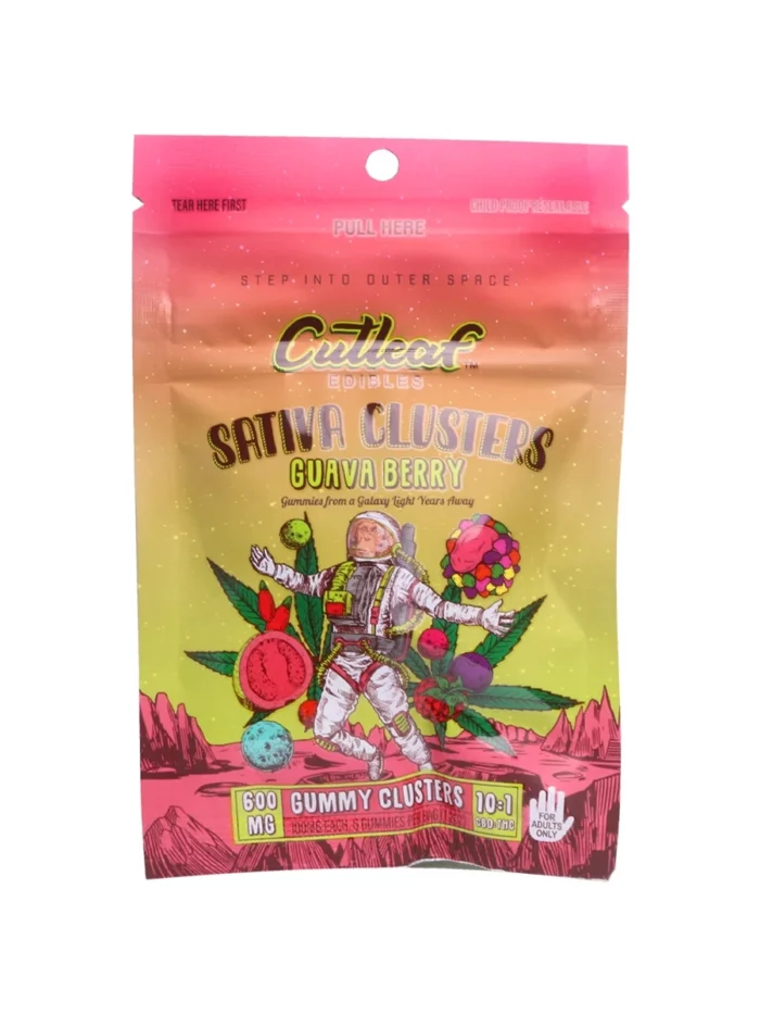 Cutleaf-Hybrid-Clusters-Guava-berry.webp Guava Berry Sativa Cutleaf Gummy Clusters 600mg