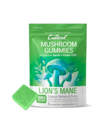 Lion’s Mane Honeydew Melon Cutleaf Mushroom CBD Gummies 1000mg