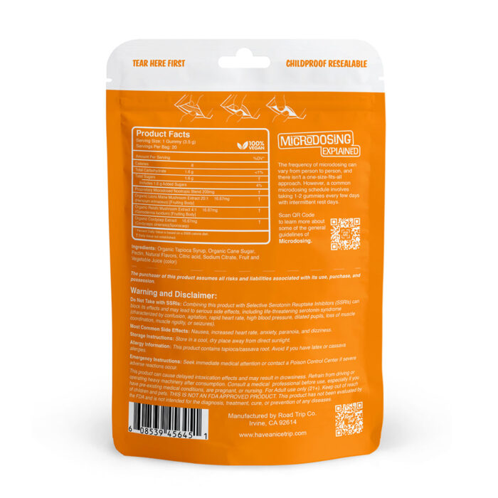 Daytrip_Pouch_Back Microdosed Blend Road Trip Gummies - Orange