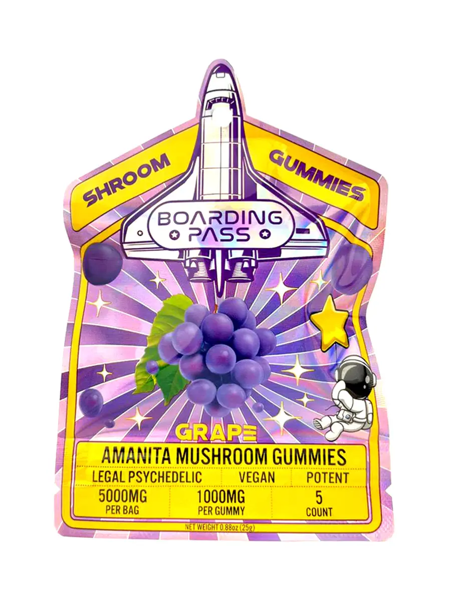 Grape Boarding Pass Amanita Shroom Gummies 1000mg Grape Boarding Pass Amanita Shroom Gummies 1000mg