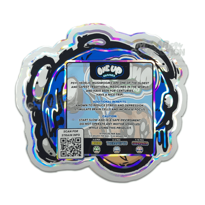 ONEUPPsilocybeDieCutBlueBackFinal_1800x1800.png One Up Gummies Blue Schnozberry 2.5g