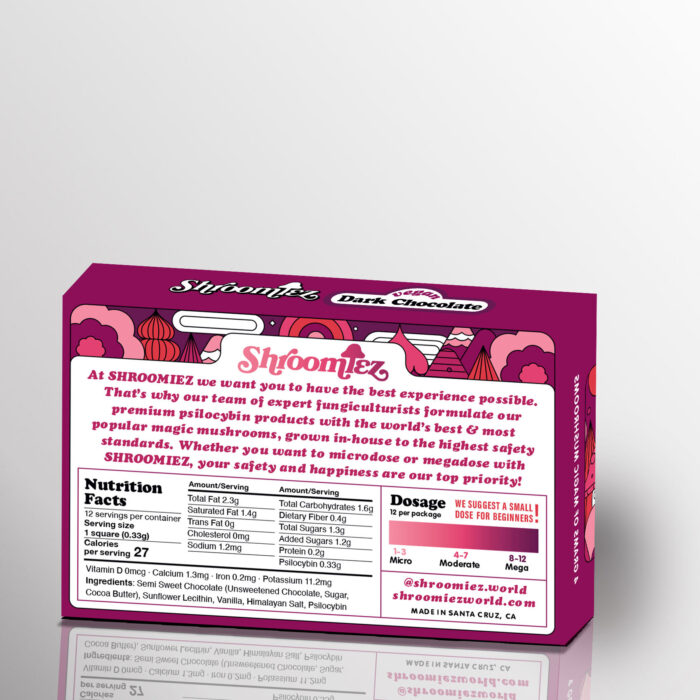dark-chocolate-back Shroomiez Vegan Dark Mushroom Chocolate Bar - 4g Psilocybin