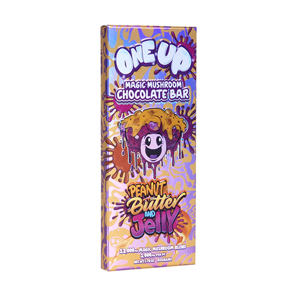 one-up-magic-mushroom-bar-peanut-butter-jelly.jpg One Up Peanut Butter & Jelly Mushroom Chocolate Bar | 12000mg