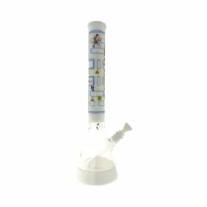 Game Time 18" Beaker Bong Full Color White
